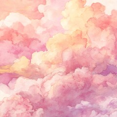 Delicate watercolor cloudscape in pastel hues.