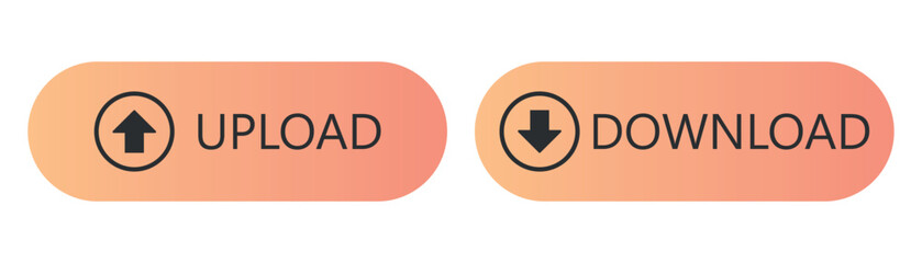 download and upload button flat vector
