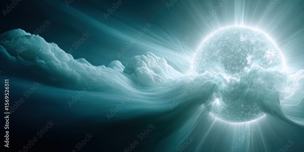 Poster Premium Science Visualization of Geomagnetic Storm and Solar Activity Modern Space Weather Concept for Tech and Education Marketing Content