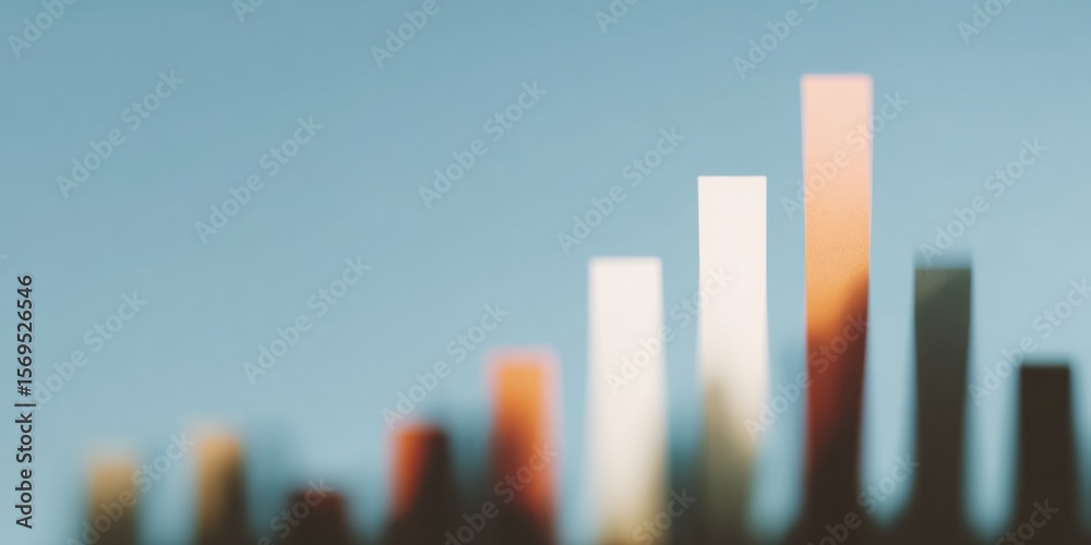 Poster Professional Stock Market Data Visualization with Rising Vertical Bar Chart on Pixelated Monitor for Modern Business Growth and Analytics Presentations