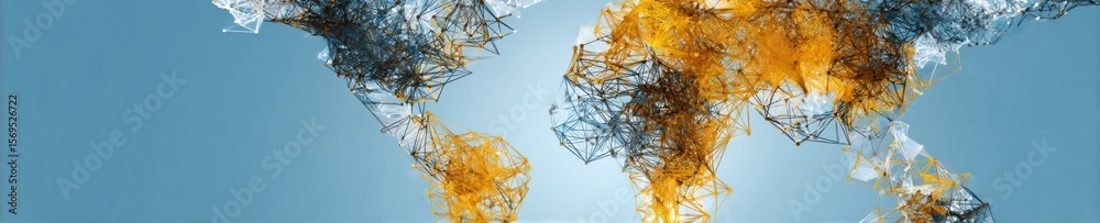 Poster Premium Modern Digital Constellation Network Map Authentic Global Connectivity for Tech Marketing and Business Content Inspiring Innovation and Growth