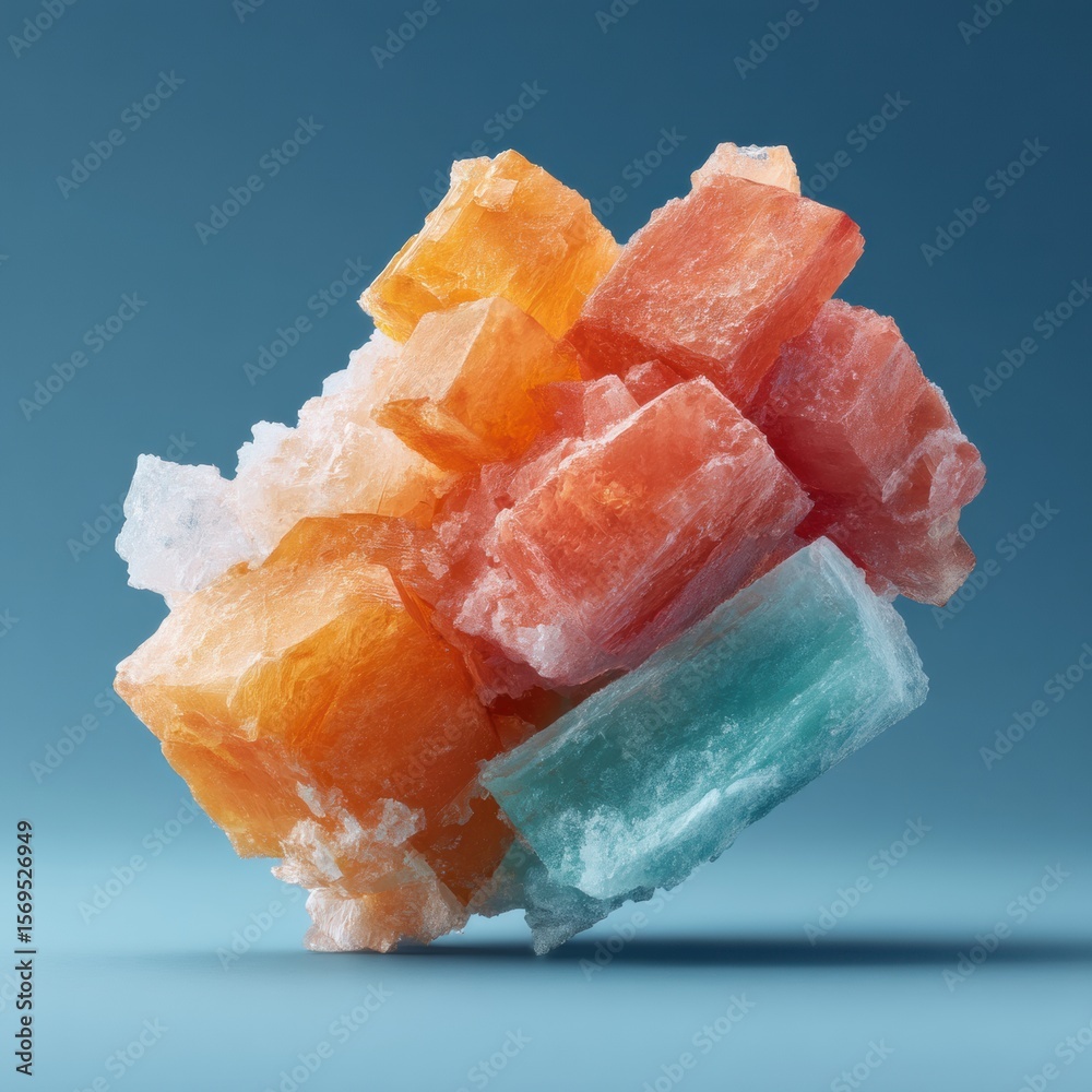 Poster Premium Macro Crystalline Ice Structure with Jagged Geometric Patterns for Modern Scientific and Tech Editorial Content Inspiring Innovation and Discovery