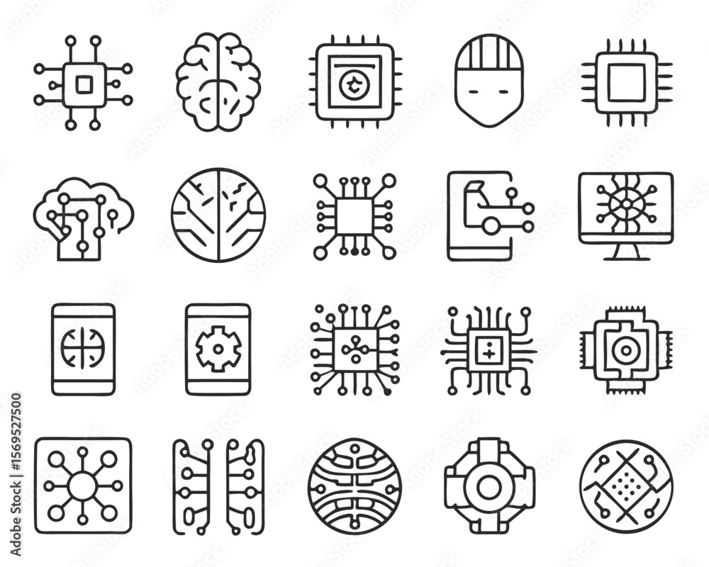 Poster comprehensive collection of electronic circuit board symbols and components offering a versatile vis