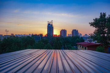 Cities and urban parks, rivers, early morning sunrise, skyline