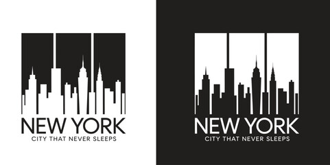 Aquatinter de Nueva York illustration retro vectorial, salute de ciudad end horizontal, rascasses, dissent Plano