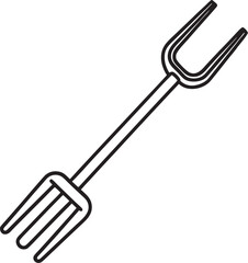 Black outline garden fork tool agriculture farming