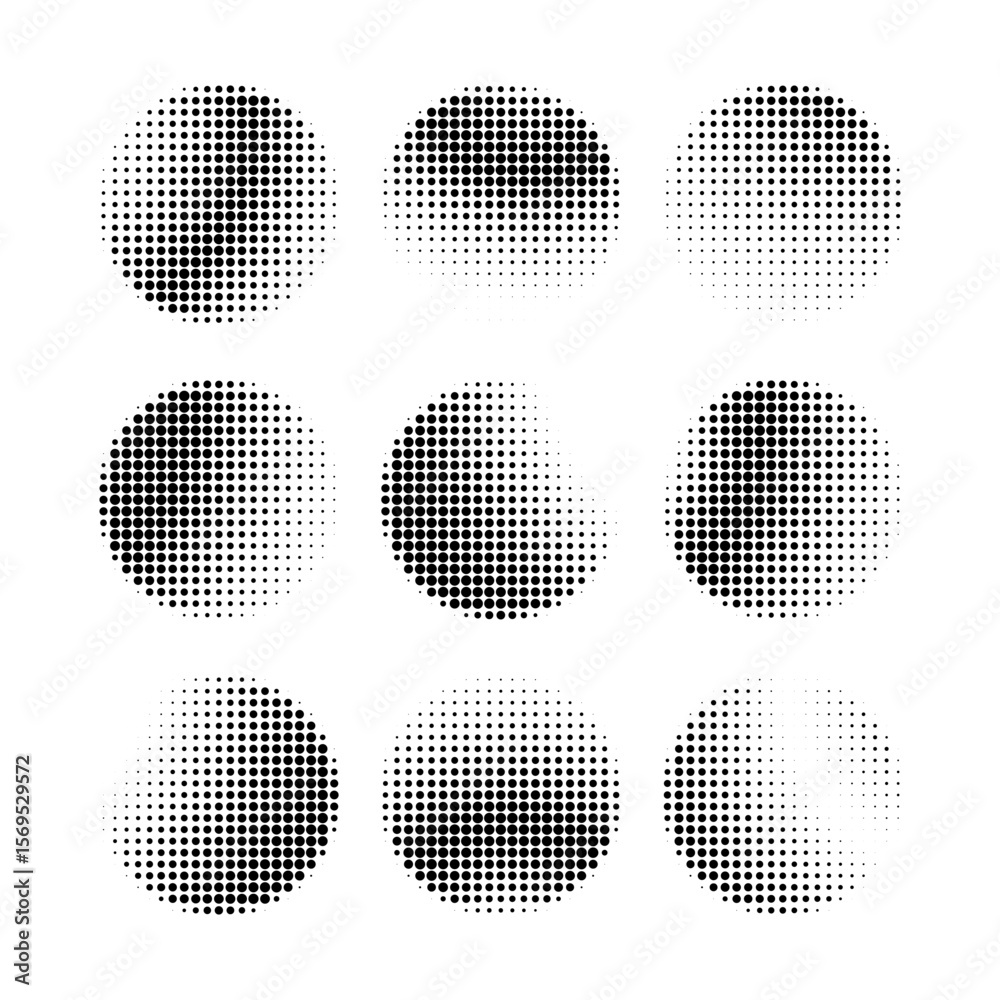 Fototapete halftone gradient circles halftone circles a collection of dot pattern spheres