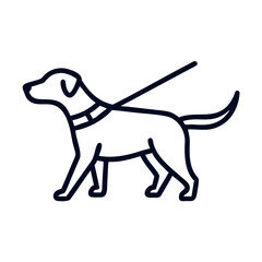Fototapeta premium Dog icon walking on leash with simple line design 