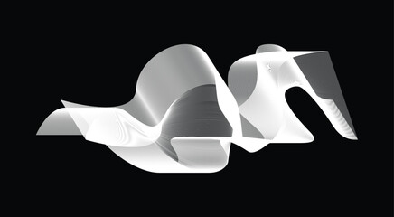 Blend Wavy Curved Abstract Design Background Black And White Vector Illustration