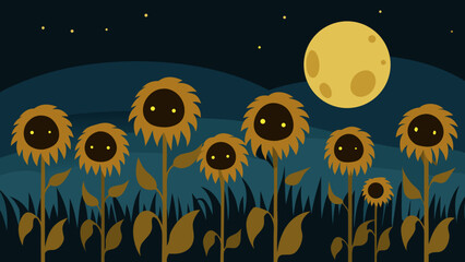 A Desolate Field of Dead Sunflowers with their Heads Drooping Under a Grey Sky