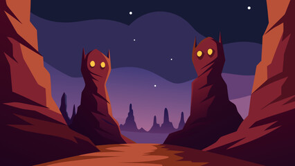 A Spooky Canyon with Twisted Rock Formations that Resemble Screaming Faces Art