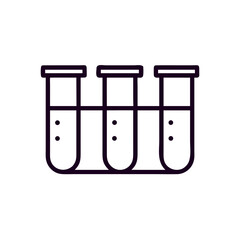 Laboratory test tubes in minimalist line art style for science concept  