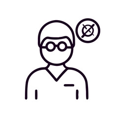 Doctor wearing glasses with no entry symbol on white background  