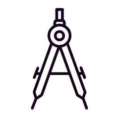 Compass tool outlined on a white background for back to school  