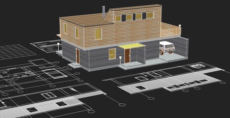  architecture modern house 3d illustration