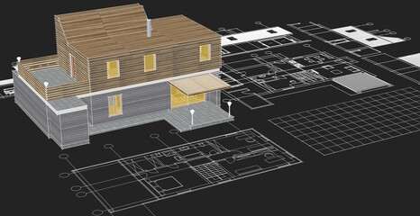  architecture modern house 3d illustration