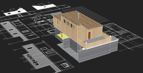  architecture modern house 3d illustration