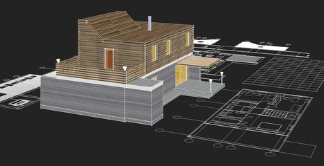  architecture modern house 3d illustration