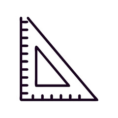 Triangular ruler with measurement markings in simple line art style  