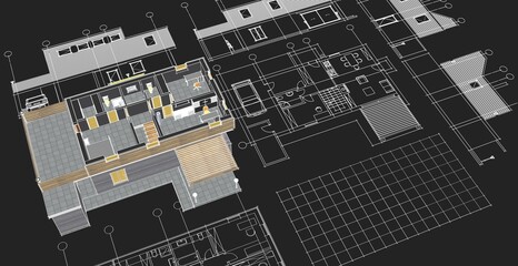  architecture modern house 3d illustration