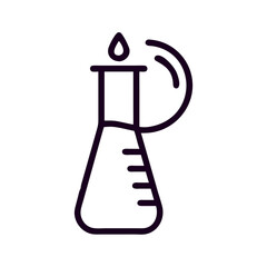 Laboratory flask with liquid and droplet symbolizing science concept  