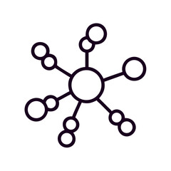 Abstract network design with connected circles and nodes  