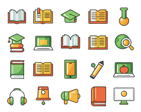 Minimalist graphic design representing online learning digital education and e book resources with a clean aesthetic and educational theme