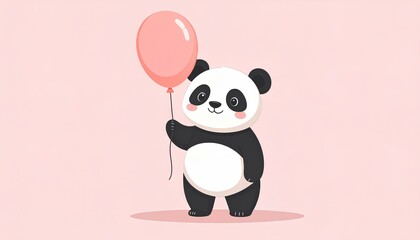 Fototapeta premium cute panda with balloon cartoon vector illustration