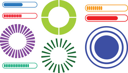 Progress Bars  Circular Loading Icons Colorful UI Elements for Web Design