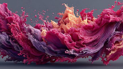 Bright magenta color splash abstract in energetic liquid motion texture