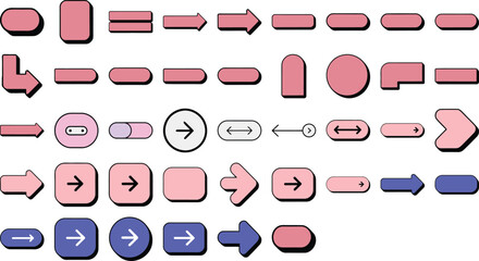 Retro Arrows A Collection of Pink  Purple Directional Icons