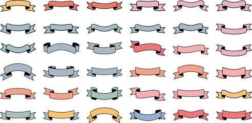Collection of 30 HandDrawn Pastel Banners Design Elements for Wedding Invitations Branding  More