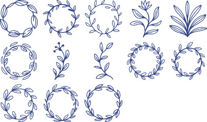 Floral Wreaths  Botanical Elements HandDrawn Graphics for Design Projects