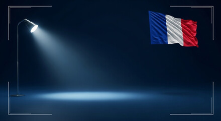 Happy Bastille Day greeting with France flag colors. white background, creating a frame.