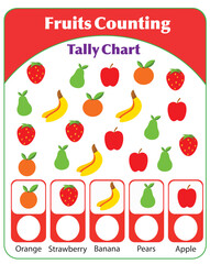 Fruits Counting Tally Chart Design
