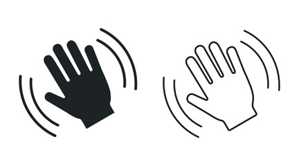 Obraz premium Hand waving, hello flat and outline vector icon set