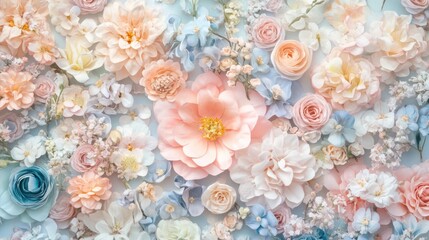 Botanical abundance: A serene composition of pastel-toned floral elegance