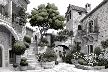 Fototapeta premium Gothic stone church in village center high resolution picture