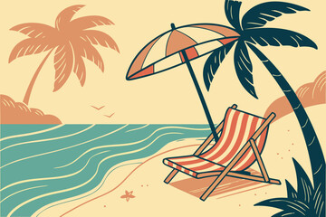 vector illustration of a tropical beach
