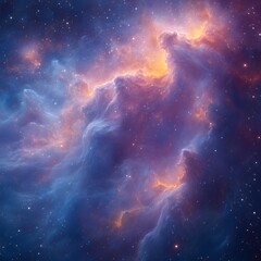 Stunning Cosmic Nebula Image Vibrant Purple and Orange Gaseous Clouds in Space