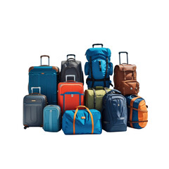 Fototapeta premium Collection of Luggage and Backpacks Ready for Travel