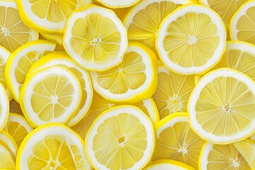 Obraz premium Sliced lemons with yellow citrus texture.