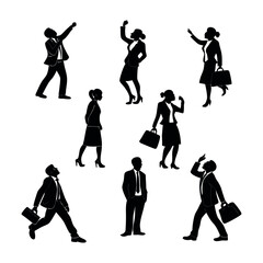 Man and women group silhouette figures.