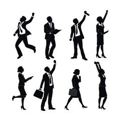 Man and women group silhouette figures.