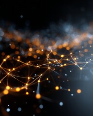 Glowing digital web with interconnected lines and nodes