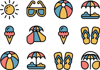 Hand Drawn Summer Clipart Pack | Beach Ball, Waves, Ice Cream

