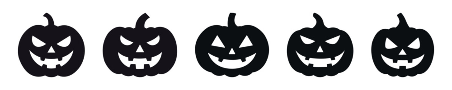 halloween pumpkin jack flat icon set