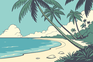tropical beach with palm trees