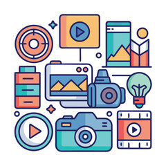 Photo and Video Icon Set – Camera, Gallery, and Multimedia Symbols