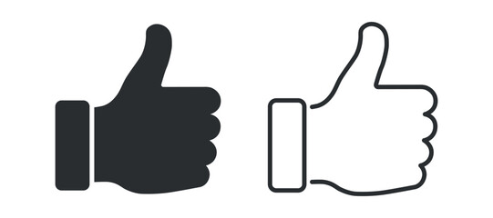 Thumb up and thumb down flat vector icon